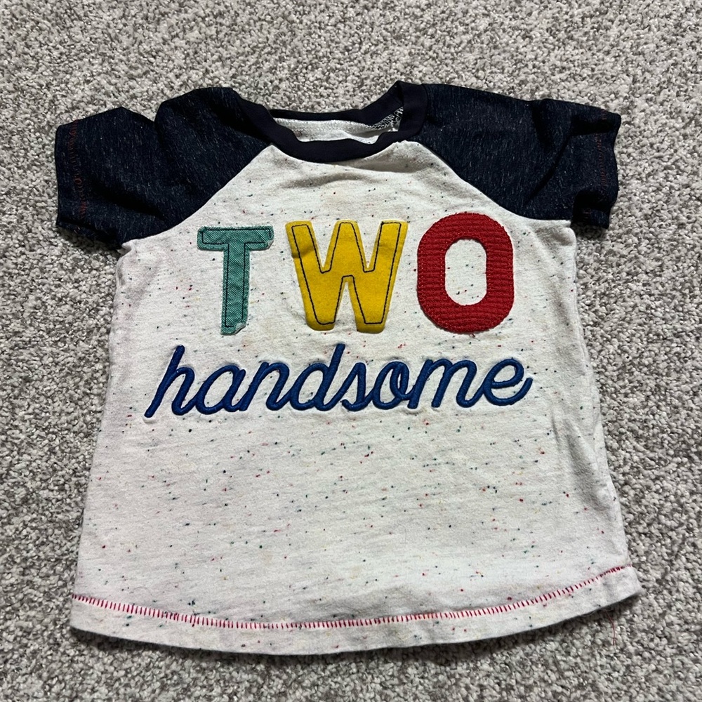 Mud Pie Colorful 'Two Handsome' Tee - Navy and White